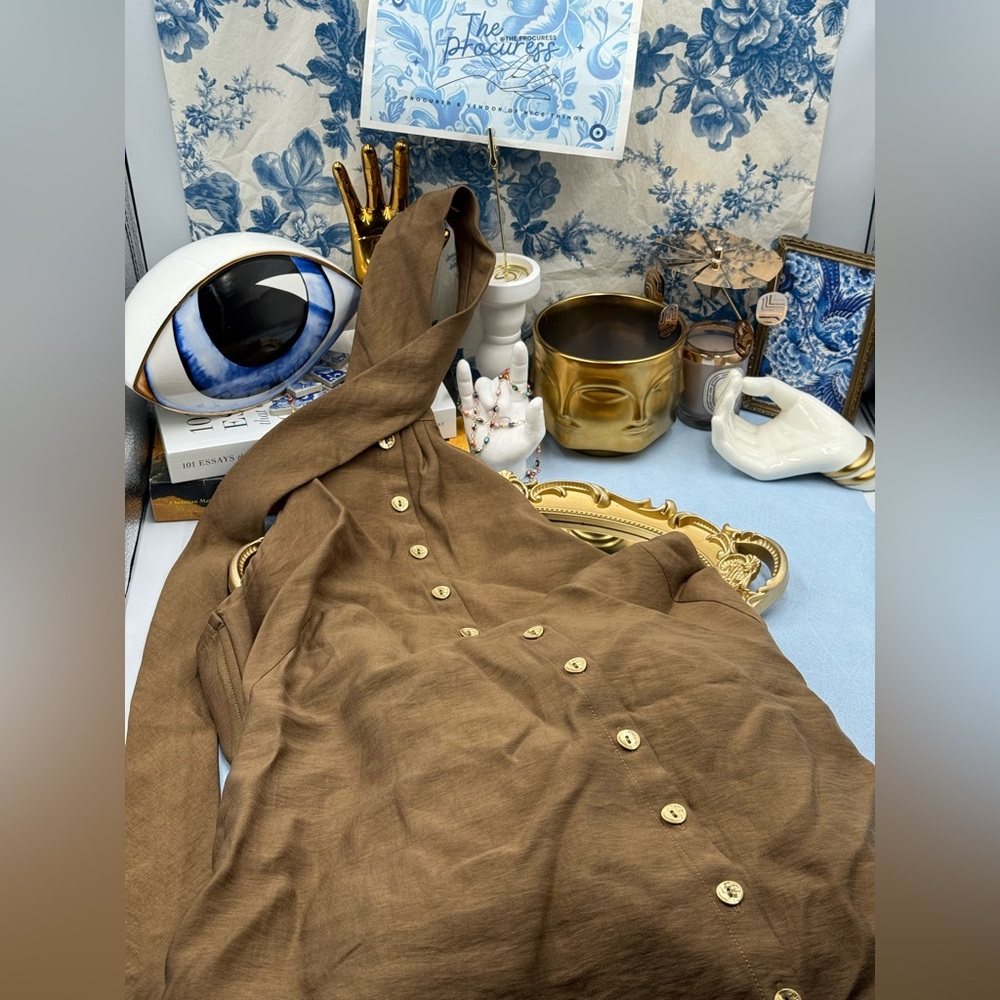 🆕 CULT GAIA 🧿 NWOT Romia Button-Detail Dress, Affogato Brown - Sz L - Picture 9 of 13